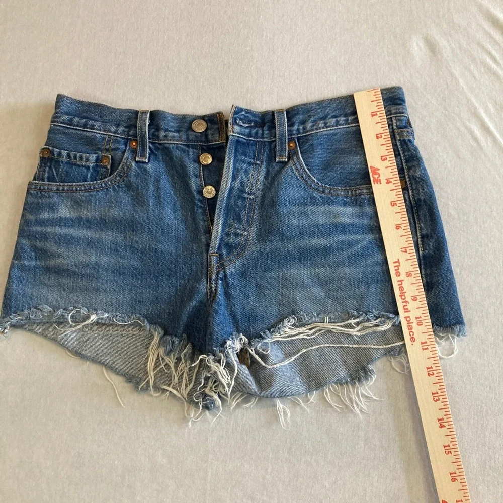 Levis Premium 501 Cut Off‎ Denim Shorts Women 26 Button Fly Big E